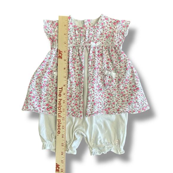 Émile et Rose Baby Girl 2-in-1 Romper Dress Outfit‎ 3M Pink Floral Cotton Blend - Picture 4 of 11